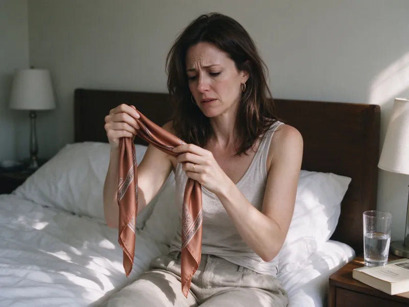 silk scarf styling ideas for women over 40 pairing 100% mulberry silk square scarf with casual everyday outfit