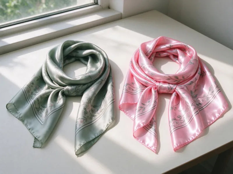 Genuine 19 momme mulberry silk scarf vs cheap fake polyester scarf comparison