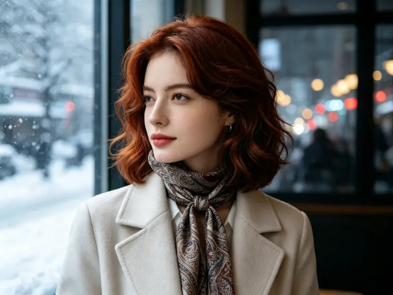 How to wear a silk scarf in winter with a coat | SERISILK