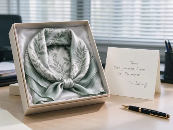 Romantic 12th wedding anniversary mulberry silk scarf gift box presentation