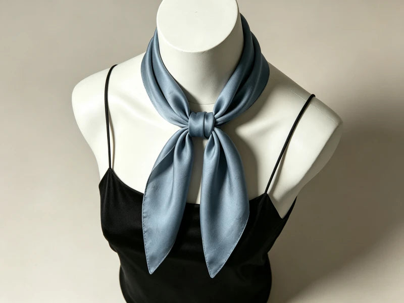 Dusty Blue 65cm Petite Silk Square Scarf – Neckerchief | SERISILK