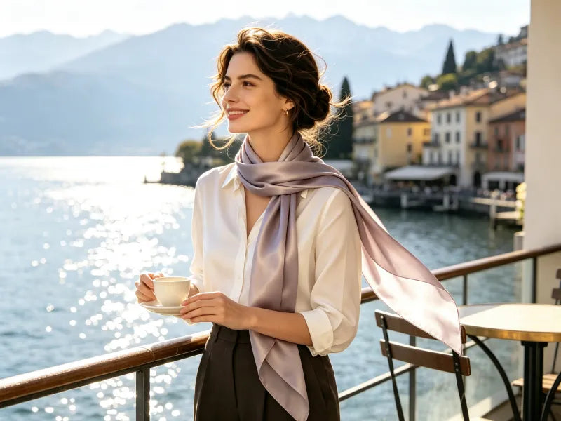 Mauve Solid Silk Long Scarf – Quiet Luxury Mulberry Silk Neck Wrap | SERISILK