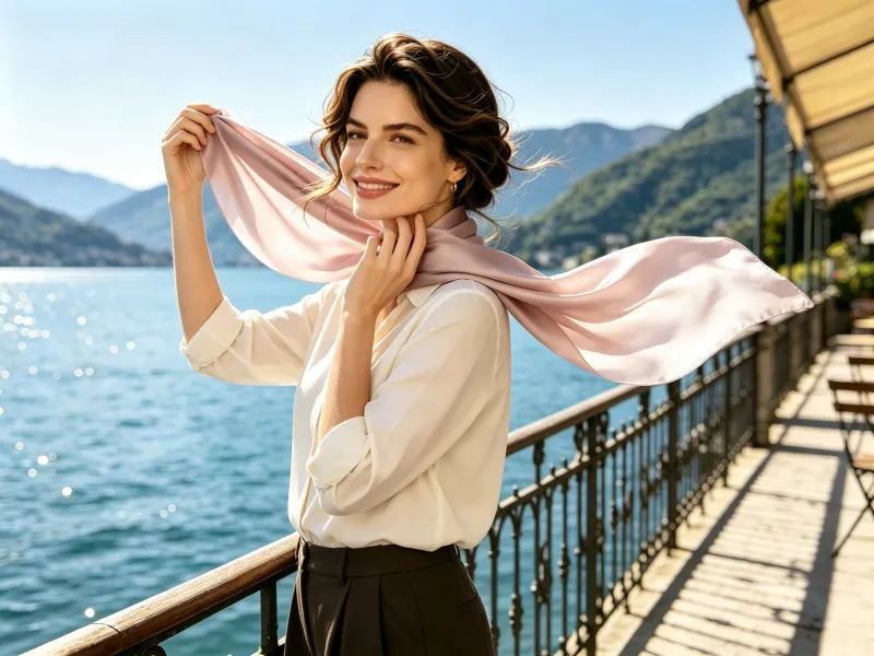 Pink Solid Mulberry Silk Long Scarf – Soft Neck Wrap for Women | SERISILK